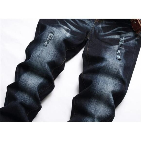 Junbaoss Mens Ripped Skinny Jeans Stretch Slim Fit Distressed Denim Pants - Picture 3 of 7